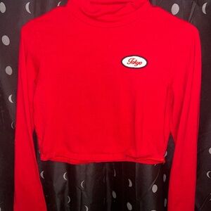 Forever 21 Red Long Sleeve Crop Top
